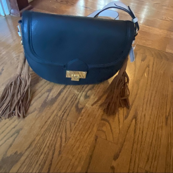 Unique tri-colored Neiman Marcus shoulder bag - black, brown, and cream leather - Picture 2 of 16